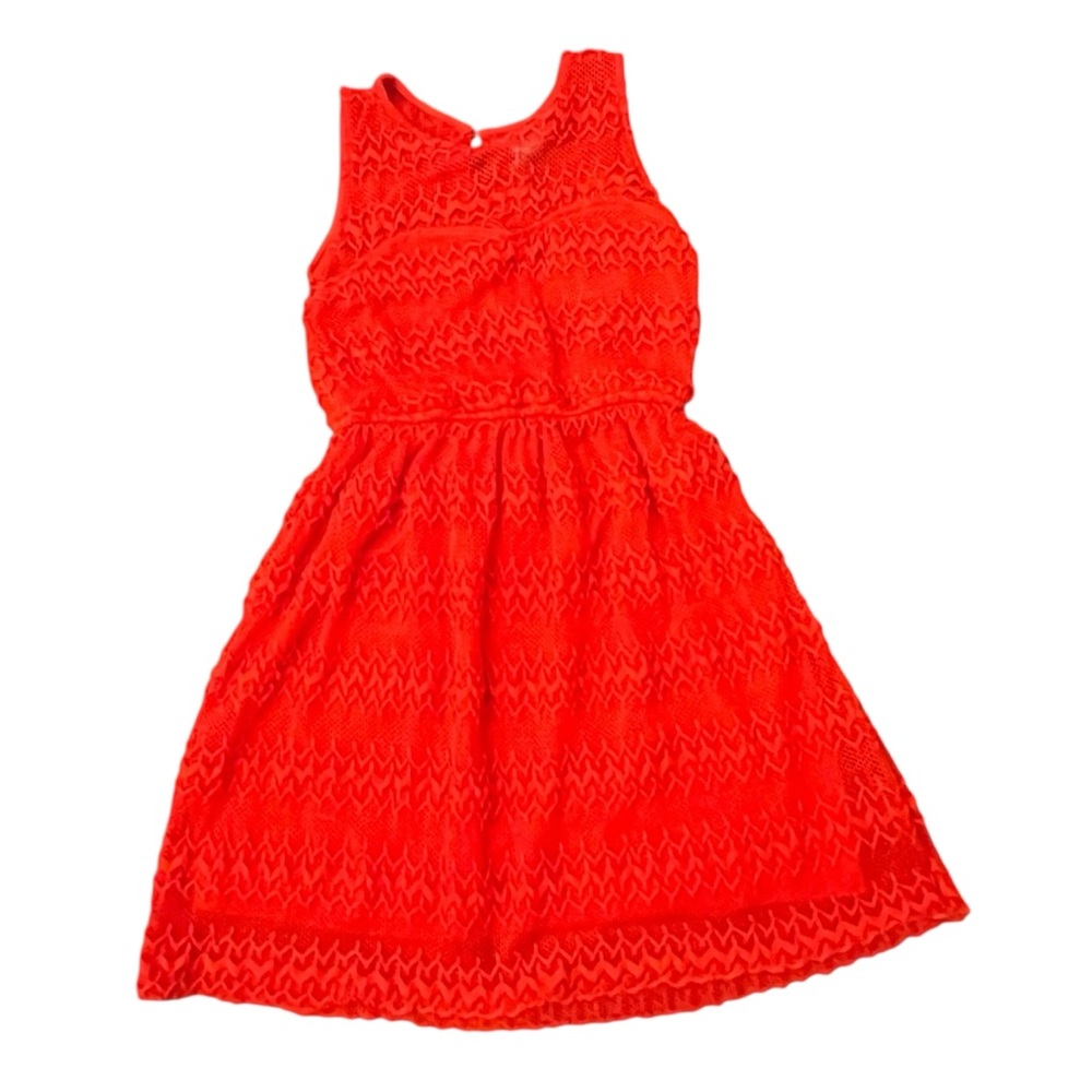 Y2K PINKY Red Lace Sleeveless Mini Dress Fit & Flare‎ Holiday Keyhole Back